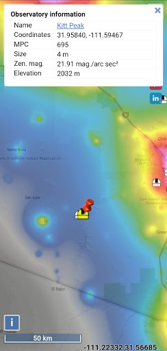 Light pollution map Screen 3