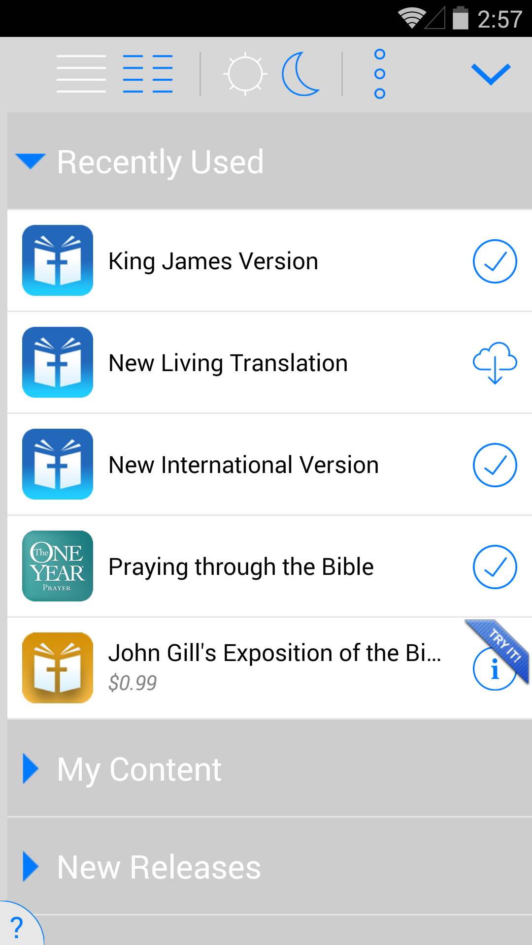 Android application NLT Bible screenshort