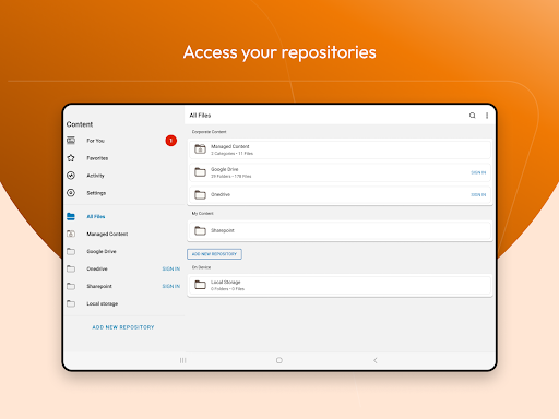 Screenshot of Content - Workspace ONE