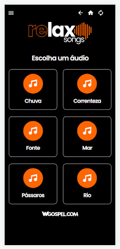 Android application relax songs screenshort