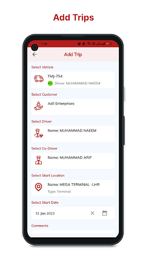 Android application Momentum Logistics screenshort