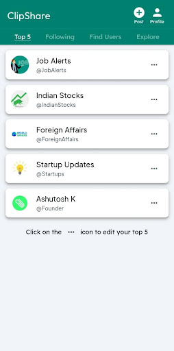 Android application ClipShare screenshort