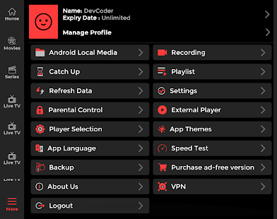 Smart IPTV Xtream Player Schermata