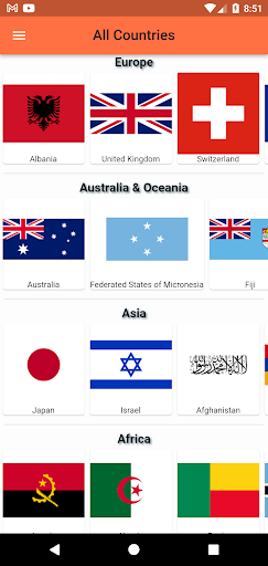 Android application Countries screenshort