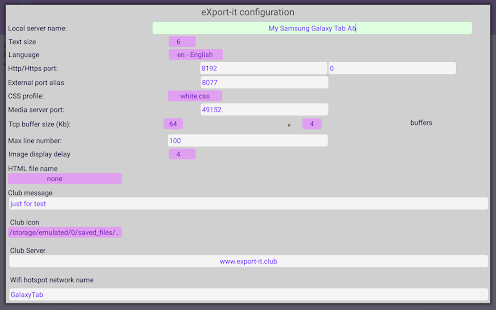 eXport-it server Screenshot