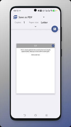 Text to PDF and Print ekran görüntüsü