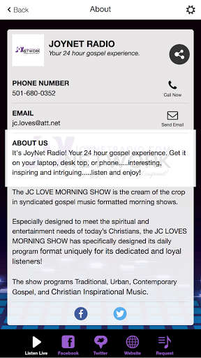 JoyNet Radio Screen 2