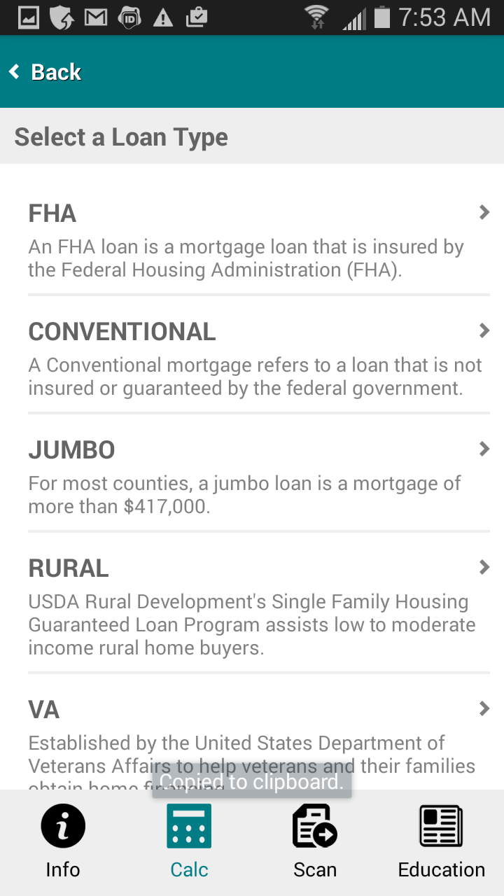 Android application My Home Mortgage screenshort