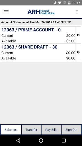 ARH Federal Credit Union Screen 2