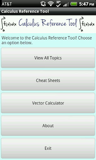 Android application Calculus Reference Tool Pro screenshort