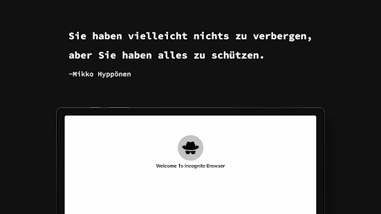 Privater Browser Inkognito App Bildschirmfoto