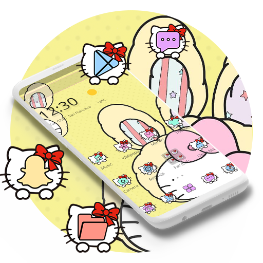 Yellow Cute Kitty Bunny Hat Theme Applications Sur Google Play