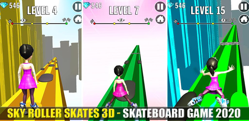 Sky Roller Skates 3d - Skateboard Game 2020