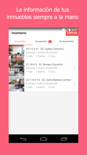 Android application Emma agentes inmobiliarios screenshort