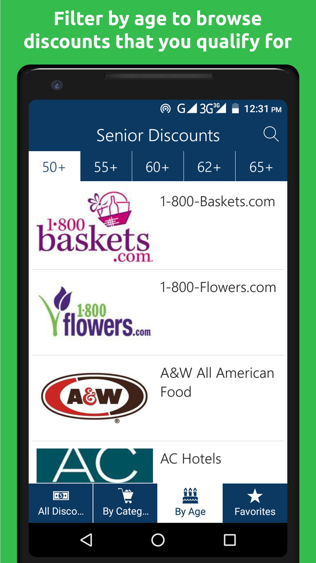 Android application Senior Discounts + Coupons screenshort