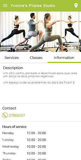 Android application Yvonne's Pilates Studio screenshort
