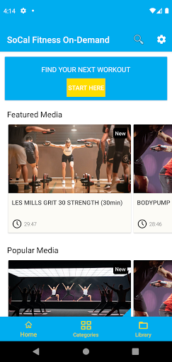 Android application SoCal Fitness On-Demand screenshort