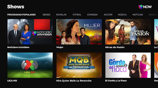 Screenshot of Univision Now: Live TV