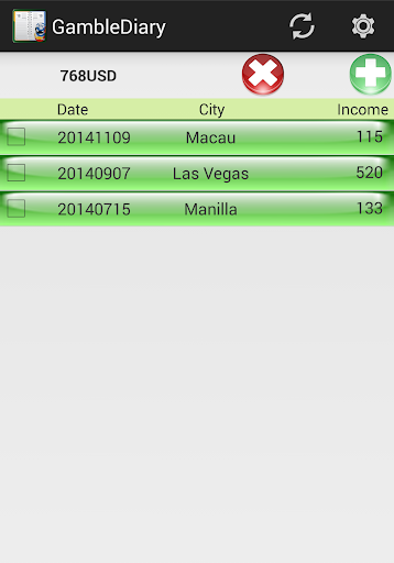 Gamble Diary-gamble management Screen 2