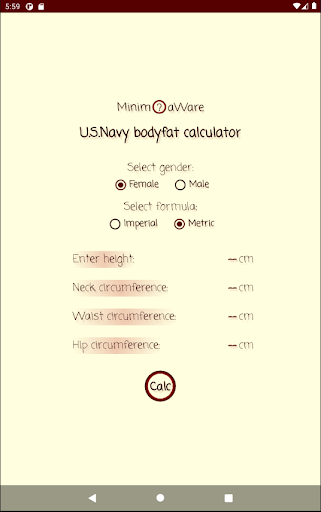 USNavy Body Fat Calculator Screen 3