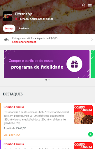 Android application Pizzaria Vp screenshort