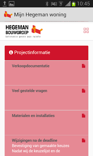 Android application Mijn Hegeman woning screenshort