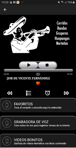 Android application Ranchera de todos los tiempos screenshort