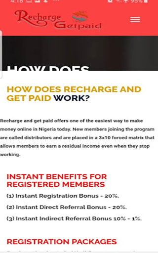 Recharge And Get Paid Application screen 2