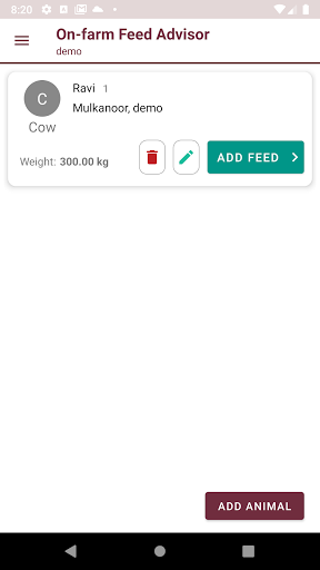On-farm Feed Advisor Screen 2