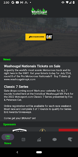 Android application Washougal MX screenshort
