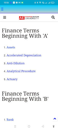 Android application Finance Dictionary screenshort