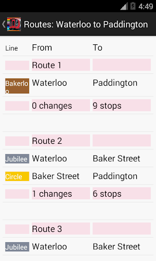 London Train Route Planner Screen 2