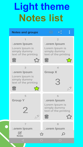 Android application Notes creating and grouping screenshort