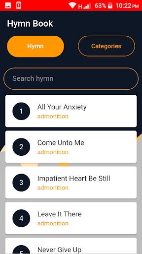 Android application Hymn book screenshort