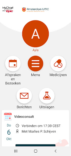 Android application Mijn Dossier Amsterdam UMC screenshort