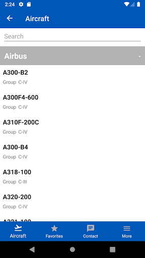 Aircraft Characteristics Screen 2
