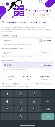 Calculadora de Combustível Screen 2
