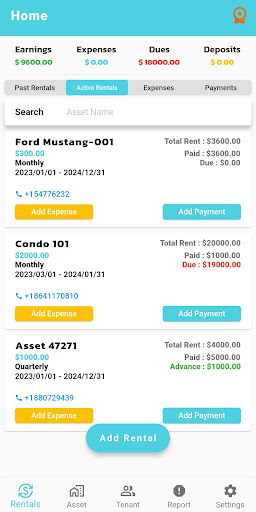 Android application Rent Management System screenshort