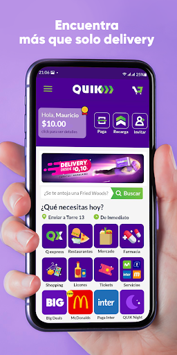 QUIK: Pago y Delivery Screen 2