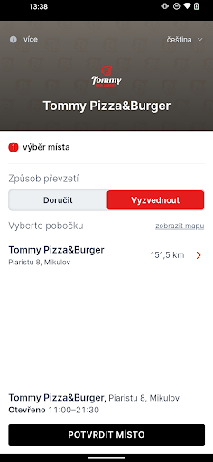 Android application Tommy Pizza a Burger screenshort