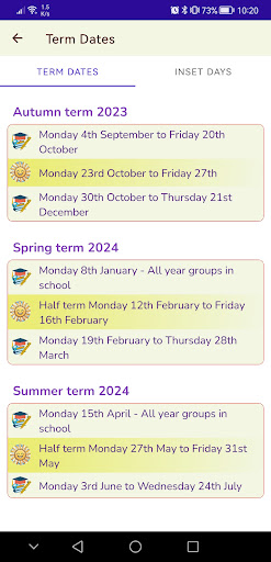 Android application UK School Terms screenshort