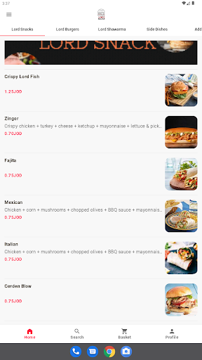 Android application Allord Snacks screenshort