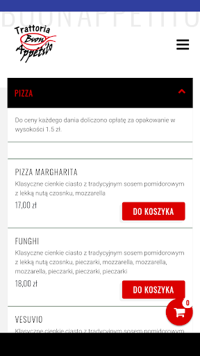 Android application Trattoria Buon Appetito screenshort
