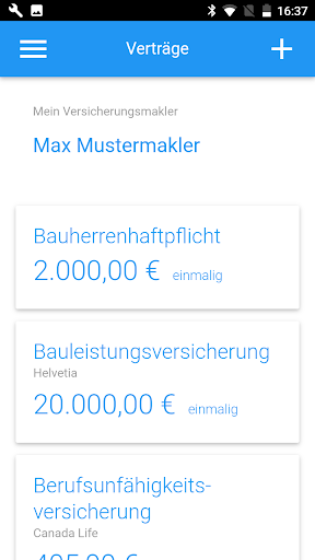 Android application Versicherungszeiger screenshort