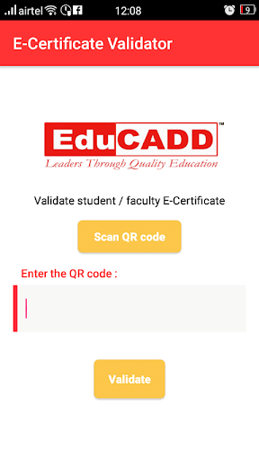 Android application EduCADD e-certificate validato screenshort