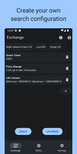 Android application Crypto Pump Notifier screenshort