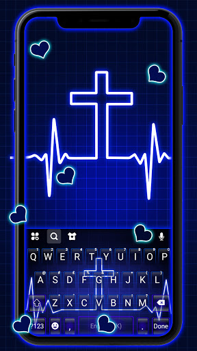 Android application Neon Blue Cross Keyboard Backg screenshort