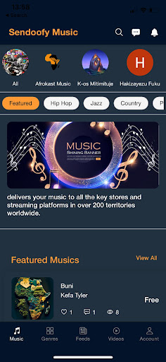 Android application Sendoofy Music screenshort