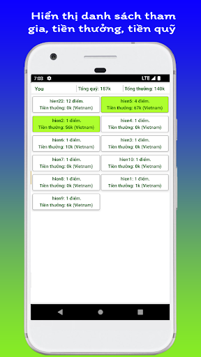 Android application Team English-Score for members screenshort