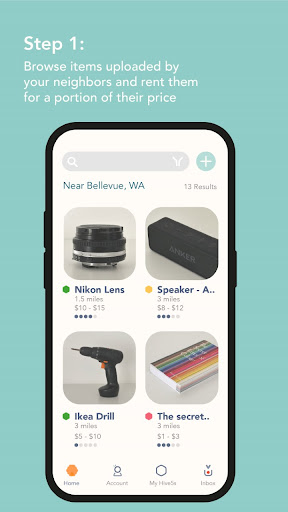 Hive5 - Share & Rent Items Screen 2